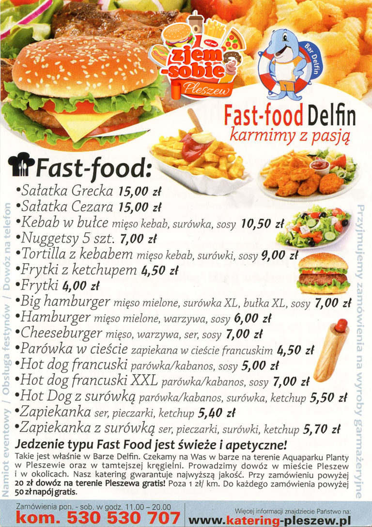 FAST FOOD DELFIN PLESZEW menu 1 zjem-sobie.pl